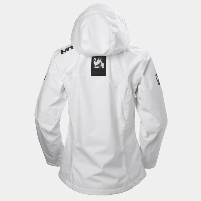 Helly Hansen Chaqueta de navegación de capa intermedia con capucha Crew 2.0 para mujer de color blanco