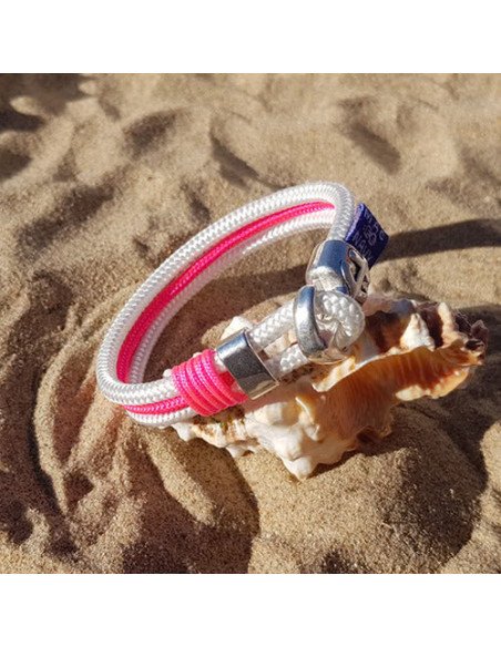 Pulsera Marinera con ancla y driza blanca / pink Reflex IBIZA