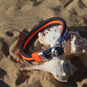 Pulsera Marinera con ancla y driza naranja Reflex