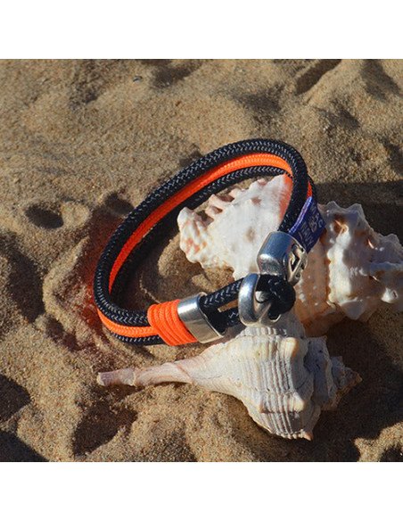Pulsera Marinera con ancla y driza naranja Reflex