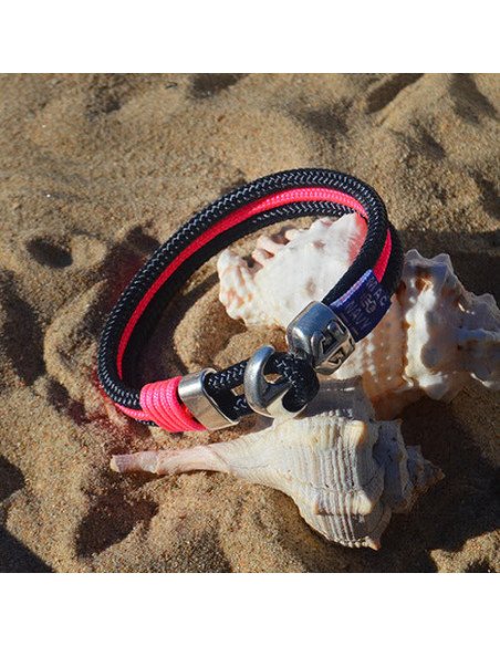 Pulsera Marinera con ancla y driza rosa Reflex / Blue